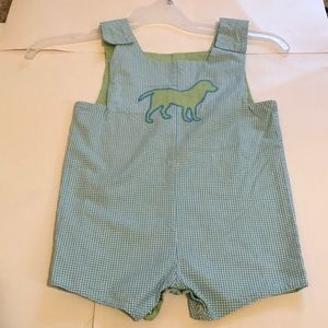 Reversible dog/Eli appliqué boys romper 2T